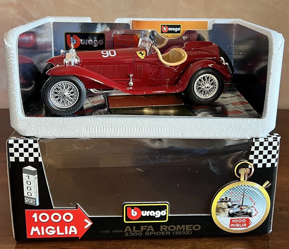Burago Alfa Romeo 2300 Spider, 1932, Mille Miglia - #90 - 1/18 - COD. 3208 RARE! - Immagine 2 di 4