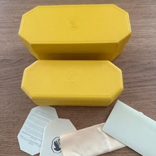 SWAROVSKI Eyeglasses Yellow Hard Clamshell Case With Original Box & Dust Cloth