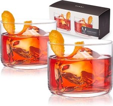 Viski Negroni Glasses, Clear, 9839TBV 8 oz Lead-Free Crystal, Dishwasher Safe