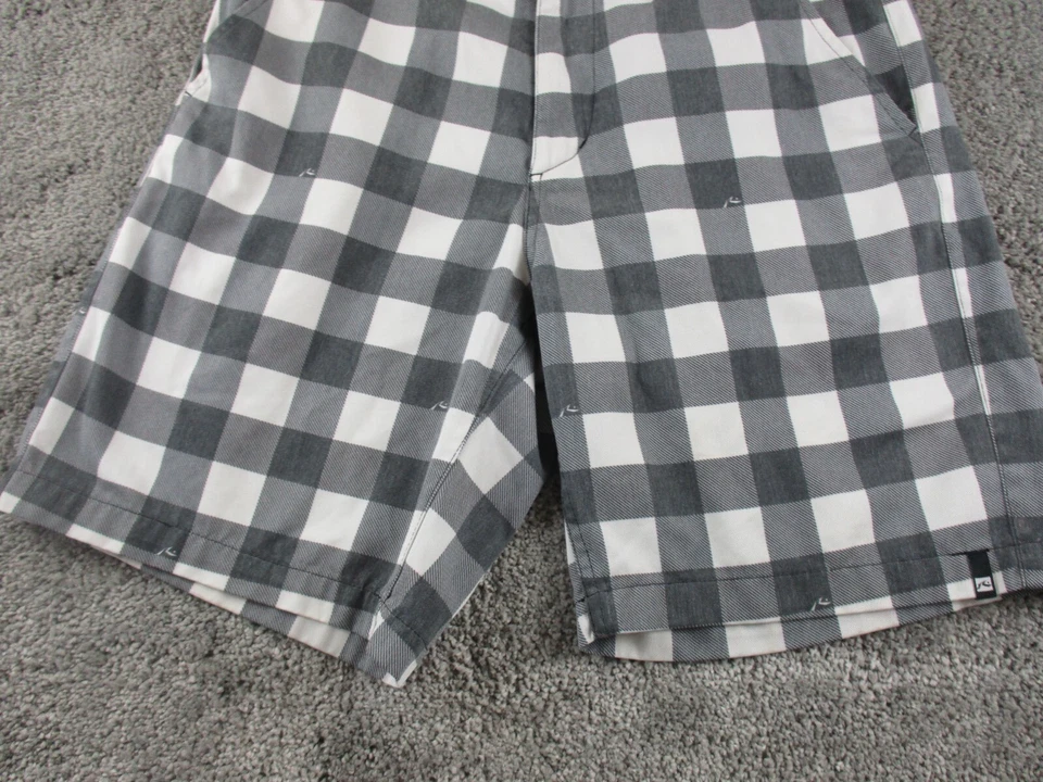 Rusty Shorts 32 W32 Cotton Grey/White Check Casual/Walk Beach - Image 3 of 4