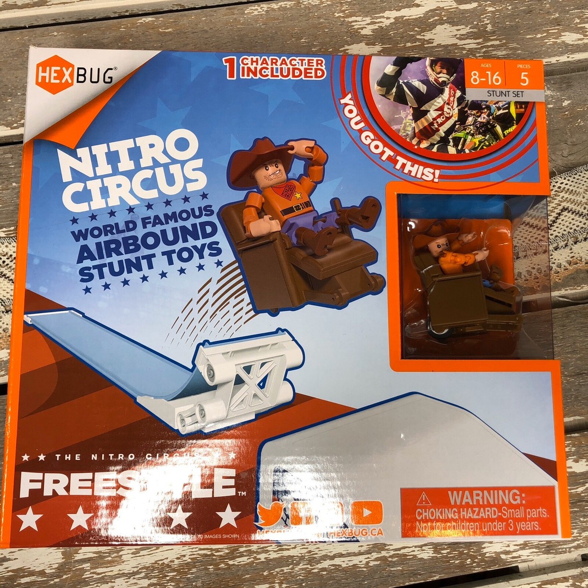 Hexbug Nitro Circus Freestyle Ramp Airbound Stunt Toys Playset Cowboy  Character