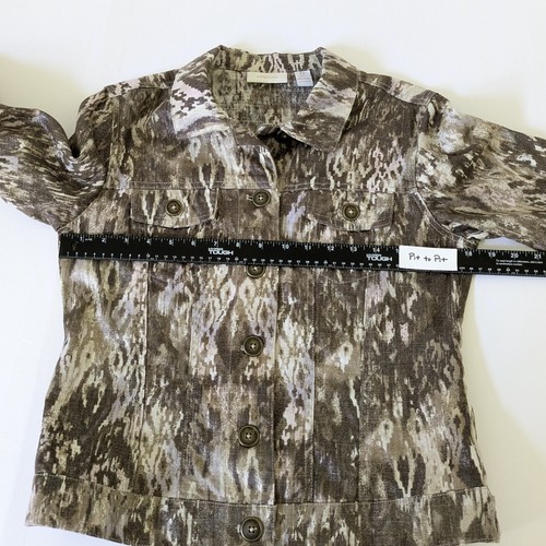 Chico’s Metallic Linen/Cotton Crop Button Down Jacket Size 0 Small (size 4) - Picture 11 of 16