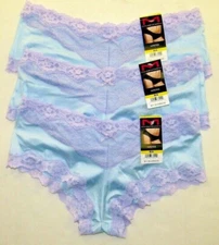 MAIDENFORM Women's Hipster #40823/D87 Lt Blue/Purple Trim  6 M  NEW  3 Pair