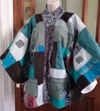 Ooak Handmade Oversized Boro Inspired Crazy Patchwork Embroidered Kimono Jacket