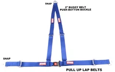 3 POINT SNAP IN RACING HARNESS BUGGY OFF ROAD SEAT BELT COBALT BLUE