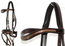 FSS Curve U CRYSTAL BROWN BLING Brass German Crank Comfort PATENT GLOSS Bridle