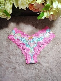 Victoria's Secret Sexy Little Things Cheeky Bright Logo Lace Insert Large Rare 