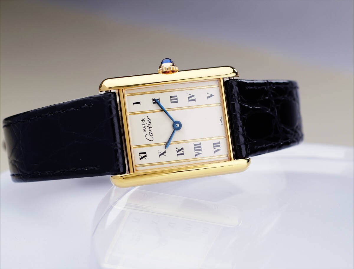 Cartier Watch Must Tank Gold Line White Dial Roman index LM Men