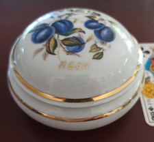 Boite En Porcelaine de  Limoges boite a bijoux pruneaux appliquait dorée Agen