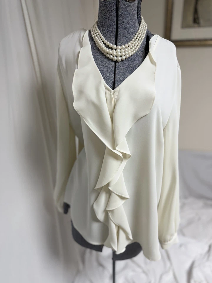 Carcela francesa Chicos tamanho 2 ou 14 sem ferro feminina babado fácil cuidado marfim - Imagem 3 de 4