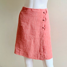 Talbots Pink Solid Linen Cotton A-Line Lined Zip Knee Length Skirt Size 4