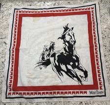 Vintage 90s Marlboro Cigarettes Western Horses Bandana Scarf Advertising 21”