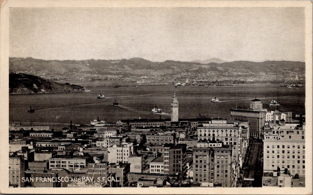 City View & Bay, SAN FRANCISCO, California Real Photo Postcard - Bardell Art