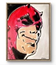 Original Art DareDevil 14x11 Graffiti Style Pop Art Painting On Canvas