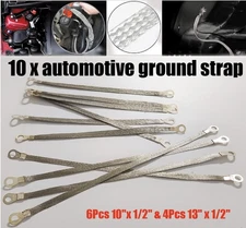 10X Universal Automotive Ground Strap Grounding Cable Tinned Copper Engine Wire