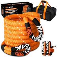 Heavy-duty Kinetic Recovery Rope 30ft - 56000lbs Strength With Soft Shackles Heavy-duty Kinetic Recovery Rope 30ft - 56000lbs Strength With Soft Shackles