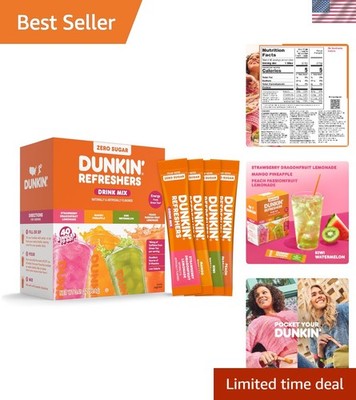 Dunkin' Refreshers Variety Pack - Caffeinated, Zero Sugar Drink Mix, 40 Servings