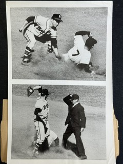 1957 World Series 6x9 Type 1 Baseball Photo Mickey Mantle Yankees UPI 10/2/57
