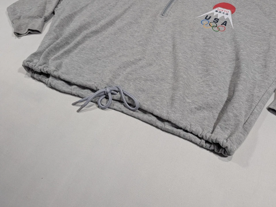 Mujer Sudadera Recortada Cómoda Linda 1/4 Cremallera Gris XL Equipo EE. UU. Juegos Olímpicos de Tokio Foto 4 de 4