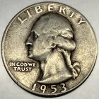 1953 S Washington 90% Silver Quarter Circulated Condition 25c US Coin - 2847