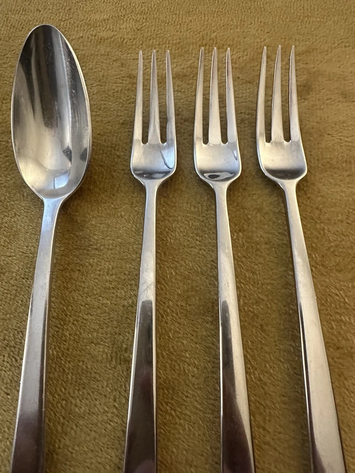 Dansk Stainless RONDURE (3) Cocktail Forks & (1) Fruit Spoon - Stainless Korea - Image 3 of 4