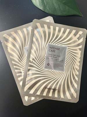 Set of 2 Tony Moly Intense Care Gold 24K Snail Moisturizing Mask Sheet for Face
