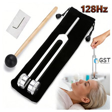 128Hz Healing Tuning Fork with Silicone Hammer Sound Therapy Musical Instrument