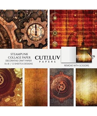 Steampunk Collage Paper for Scrapbooking: Vintage Grunge Old Decorative Paper fo