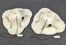 Pair Restored Porcelain PORCELIER 3-Bulb Ceiling Fixtures: Art Deco, MCM, Rewire