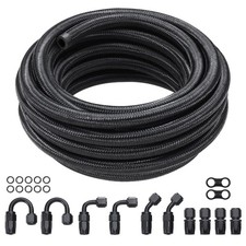 8AN Fuel Line Kit, 20 FT Fuel Hose Kit, 0.43" Nylon Stainless Steel Braided Fuel