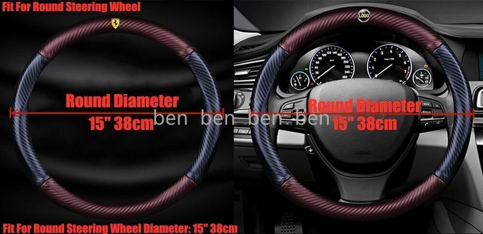 15" Steering Wheel Cover Leather For Volvo All Black New - Изображение 2 из 3