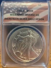 Daniel Carr 2019 Overstruck Off-Center Obverse Die Silver Eagle ANACS MS69