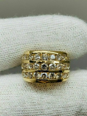 2Ct Round Real Moissanite 14KYellow Gold Plated Men's Pinky Engagement Band Ring
