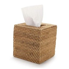 Rattan Tissue Box Cover Woven Facial Napkin Holder Square 5.5x5.5x5.9 Natural