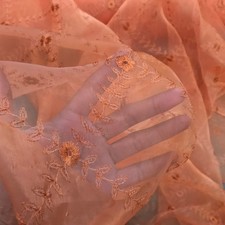 Rauten Blumen bestickt Organza Voile Stoff transparent Kleid Vorhang