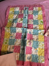 Vintage Handmade Baby Quilt   Patchwork Animal Prints   Crib Blanket 30  x20  