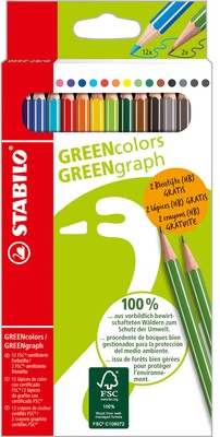 Stabilo Buntstift GREENcolors + GREENgraph  Promoetui 12 ST/12 Farben + 2 B ...