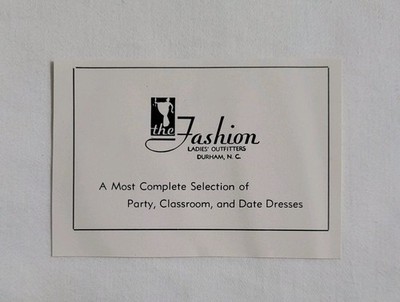 Vintage The Fashion Women's Clothing Store Durham NC 1950's Print Advertisement