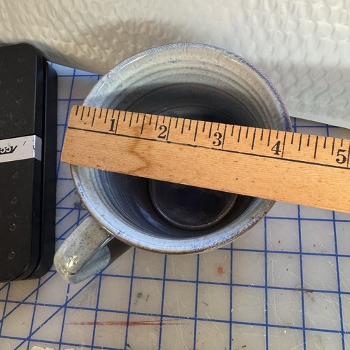 The Old Pottery Company 18 Unzen Gerippter Steinzeug Kaffeebecher Tasse Blau Braun - Bild 8 von 8
