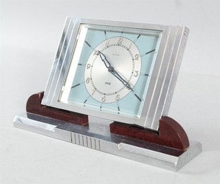 Antique French Art Deco JAZ Chrome & Glass 8 Day Adjustable Mantel Desk Clock NR