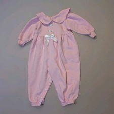 Vintage Pink Buster Brown Baby Romper 12mo W/ Rosettes Collar