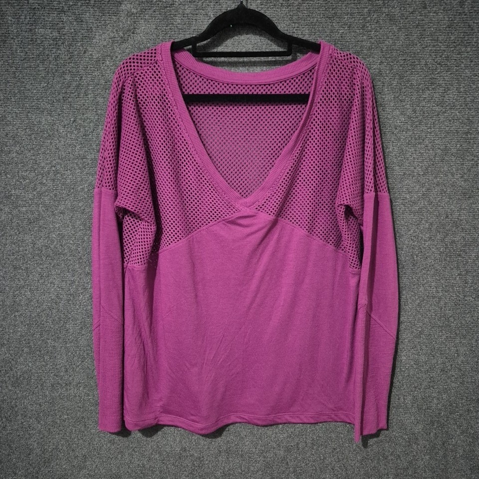 Lorna Jane Size S Purple T Shirt Mesh Panel Activewear
