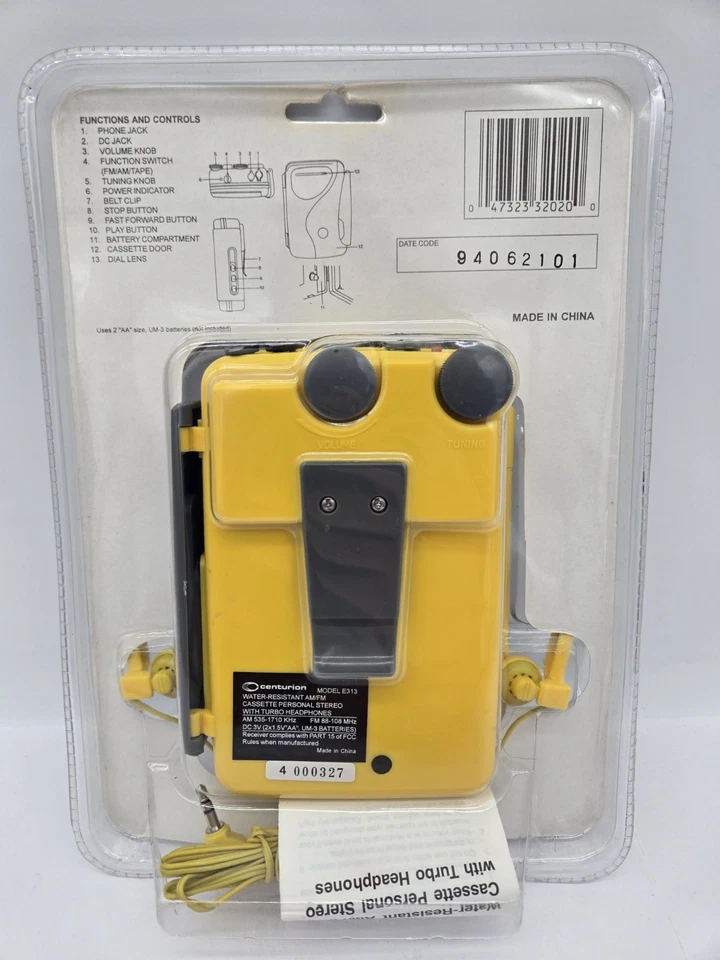 Auriculares estéreo de radio personal casete AM/FM Sports By Centurion de colección NUEVO Foto 4 de 4