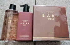 Victoria's Secret Bare Rose Bundle 3.4oz Parfum+Lotion+Mist 3pc set FULL SIZE