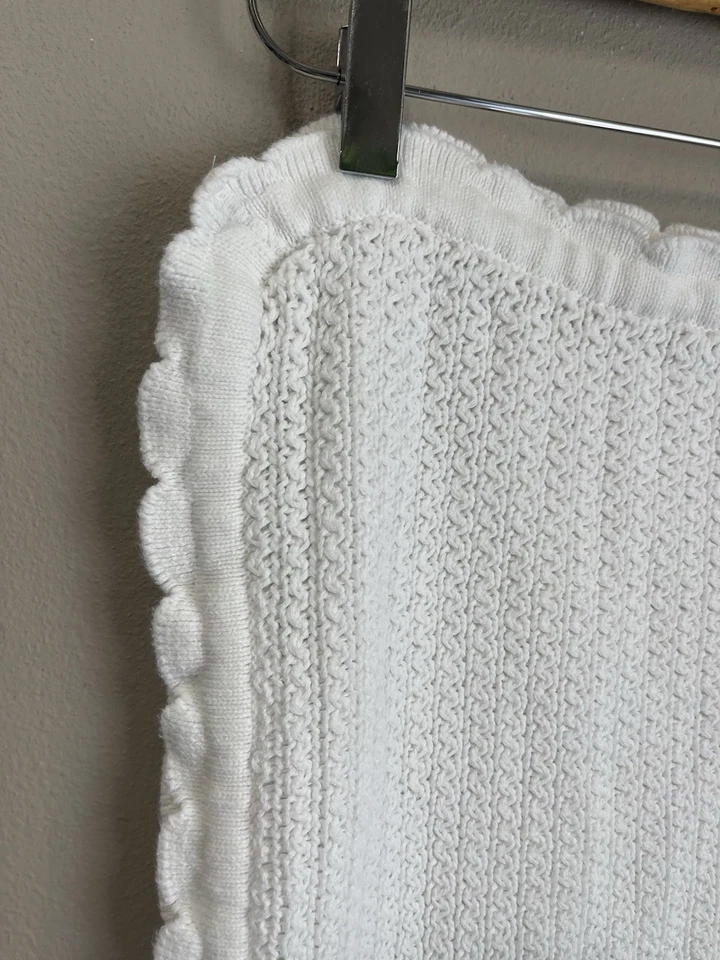 Manta de algodón blanca Ikea LEN borde festoneado tejido con cable 28,5x31 Foto 2 de 4