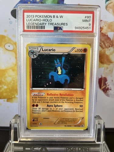 2013 POKEMON BLACK & WHITE #80 LUCARIO HOLO MINT PSA 9 LEGENDARY TREASURES