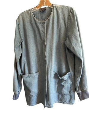 #ad #ad Landau Womens Blue Denim Snap Front LS Warm Up Jacket Small $5.88