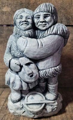 Vintage Glacier Ice Age Sculpture Inuit Couple Hugging Alaska Hand Carved 6.5 