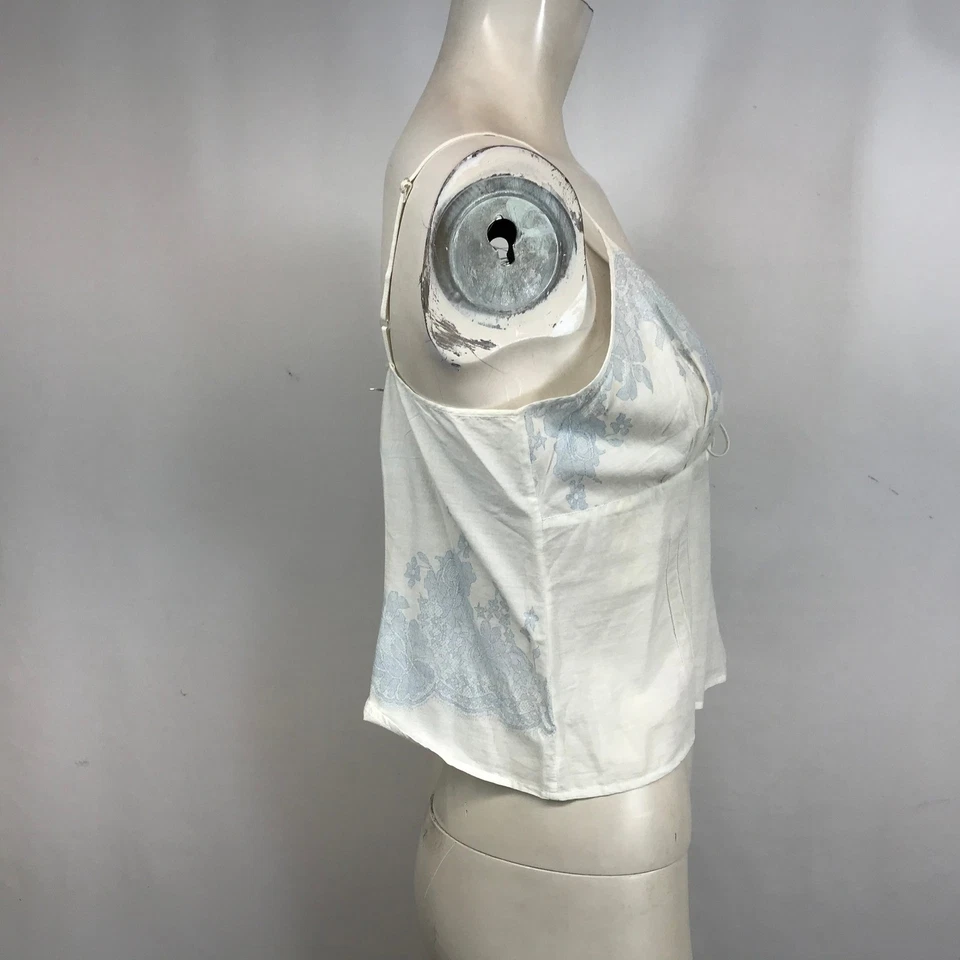 Top babydoll camisola frontal de encaje floral azul marfil Eloise Anthropologie y2k Foto 4 de 4