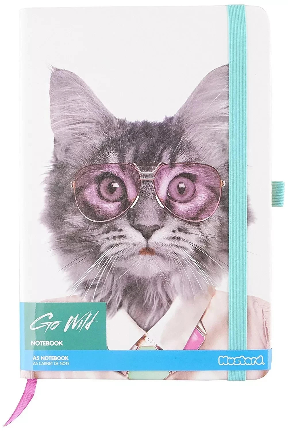 A5 Notebook Go Wild Cat School Stationery With Pen Holder Kids Gift Funky Design